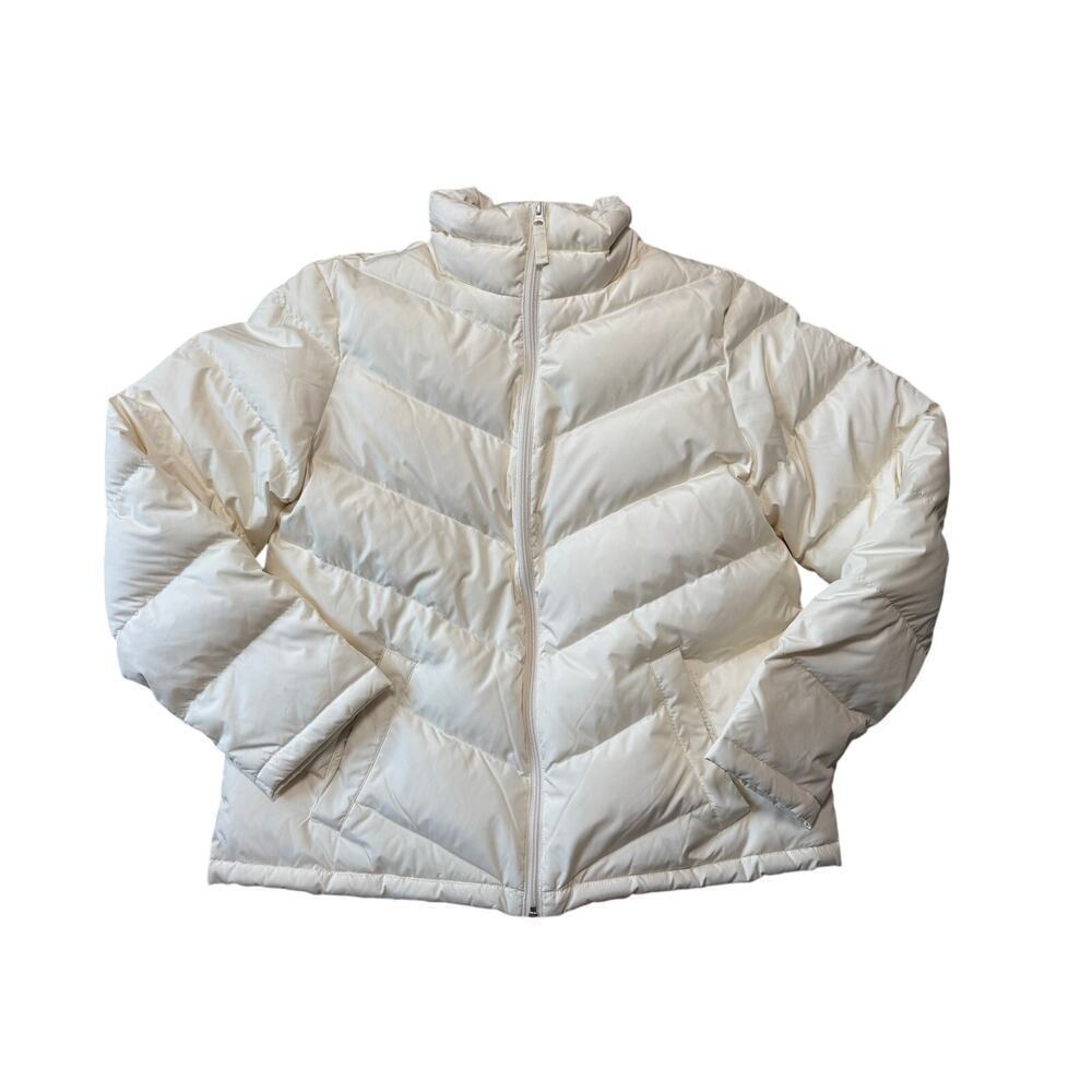 LANDS END DOWN Puffer Parka, Puffer Jacket/Coat, LARGE, WHITE